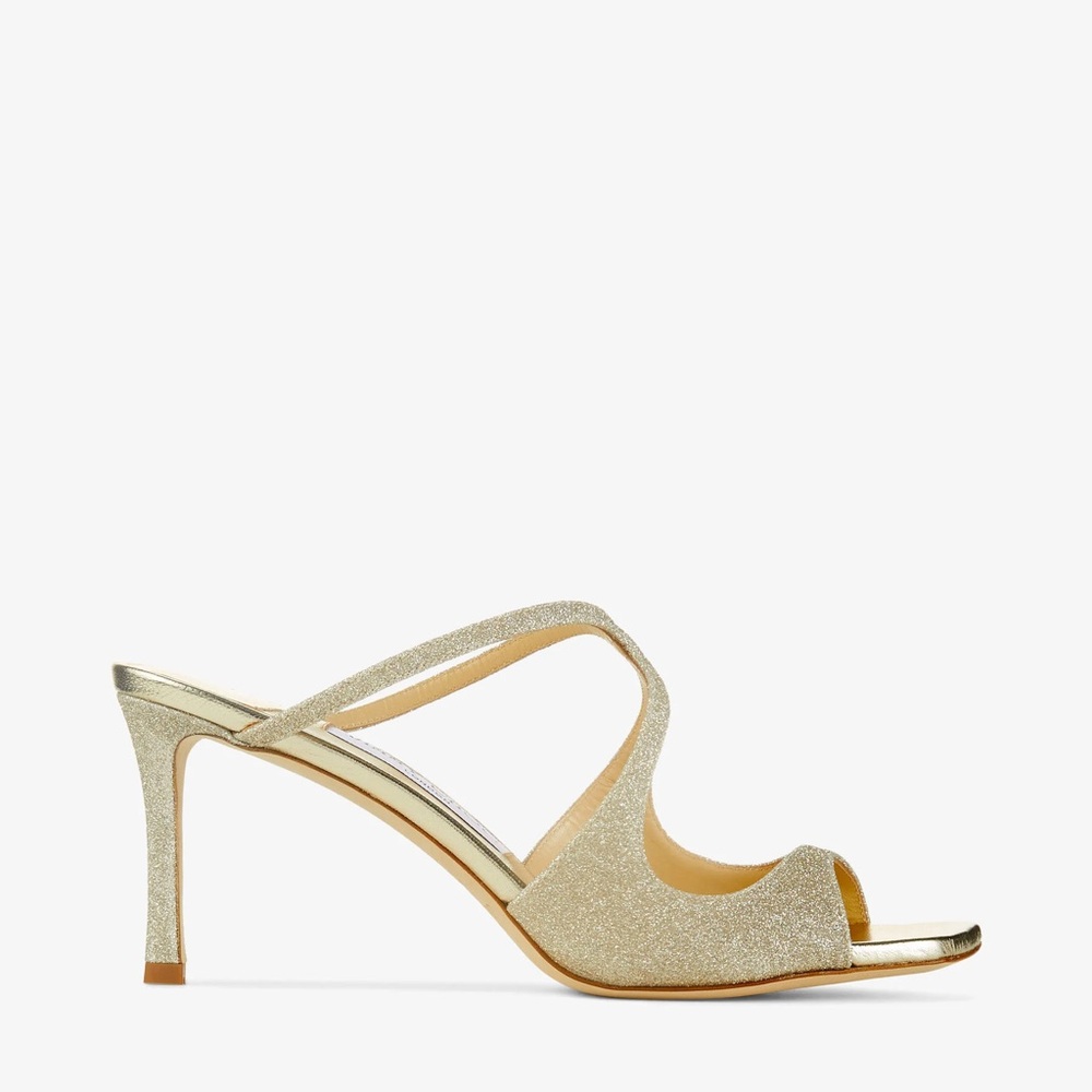 Jimmy Choo Anise 75 Platinum Ice Dusty Glitter Mules - Picture 2 of 11